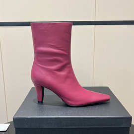 细跟短靴女2025年新款秋冬尖头高跟鞋法式软皮瘦瘦靴气质短筒女鞋