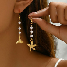 欧美跨境复古简约海洋不锈钢耳环时尚ins气质海星吊坠高级感耳饰