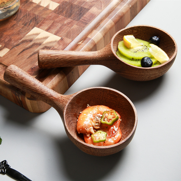 Chicken wing wooden scoop solid wood short handle rice scoop water scoop Wooden Spoon soup spoon wine scoop bath sauna kitchen barrel spoon