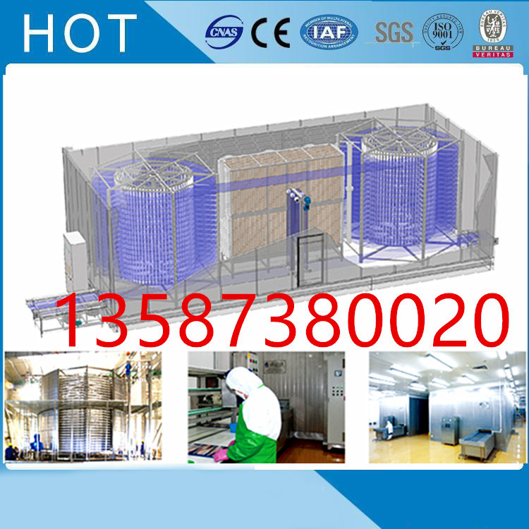 单双螺旋式速冻机隧道式冻结机鲳鱼树莓海螺牡蛎芦笋盒饭牛蛙速冻