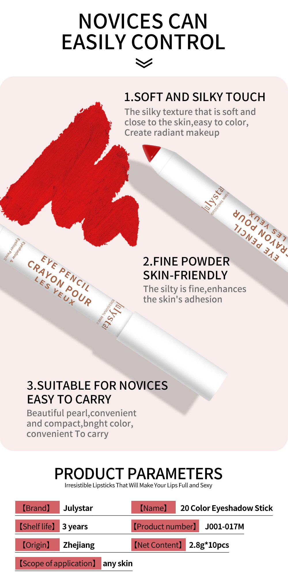 Carina – étui à bâton de maquillage rose, nouveau stylo gel pour ombre à paupières mat, beauté_voghion.com