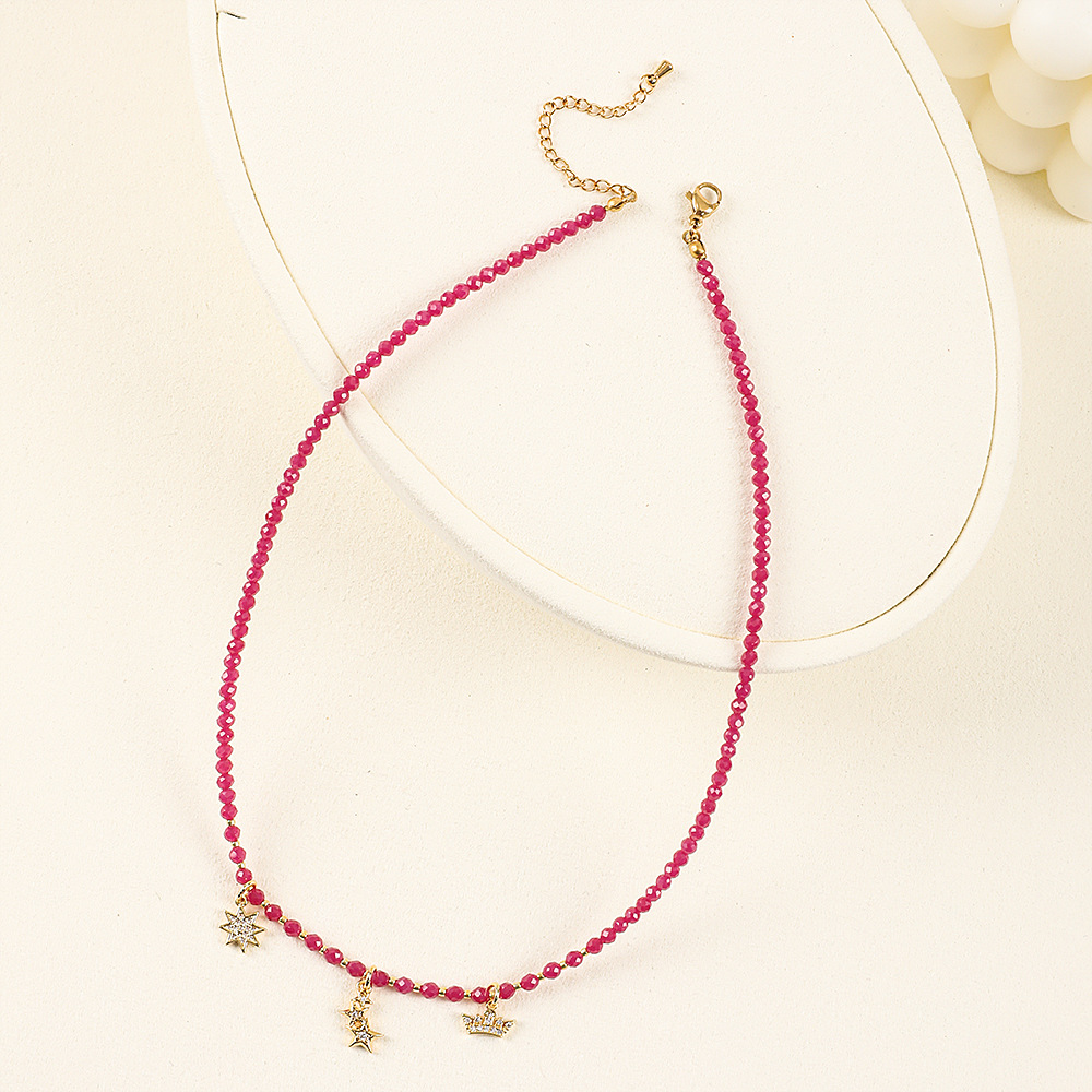20g Weight Necklace Classification 1 Piece Quantity Travel Occasion Alloy, Agate Material Heart Shape Pattern Women's Gender Beaded Design Ethnic Style, Bohemian Style Ethnic Style Bohemian Heart Shape Alloy Agate Necklace In Bulk 31