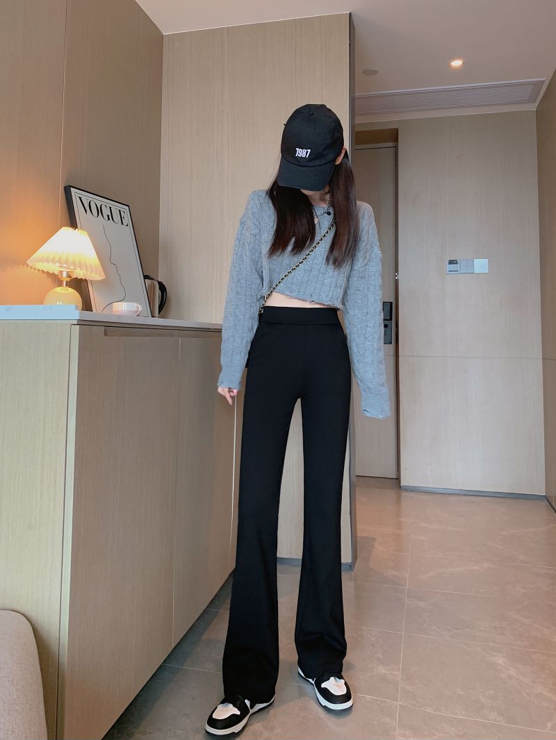 【 Long Leg Flared Pants 】 Spring new style slimming cotton black non-pilling casual elastic flared pants pic 18