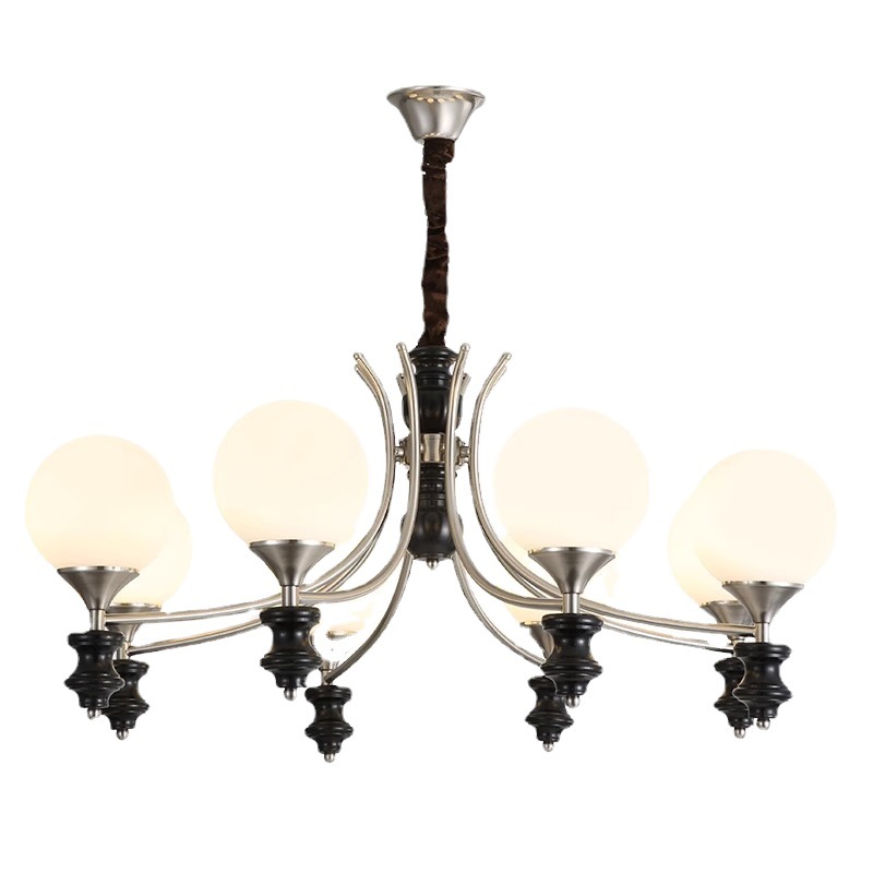 Lámpara de la sala de estar medieval francesa protector de ojos frijoles mágicos luz de comedor atmósfera americana retro madera sólida dormitorio principal lámparas de estudio