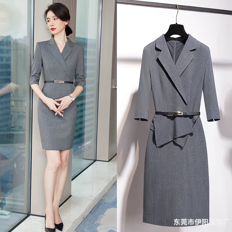 Профессиональное Платье женское весна и осень Высокий смысл OL темперамент медицинская красота отель стойка регистрации салон красоты Рабочая одежда интервью формальная одежда
