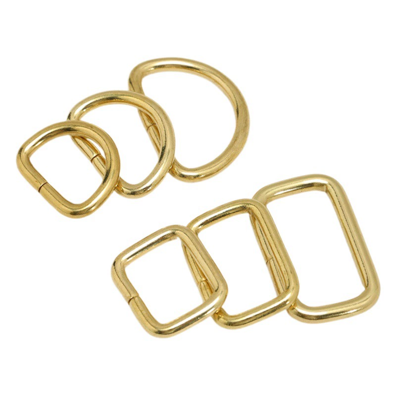 Твердая Чистая медь D-образное кольцо открытая медь D-образная Пряжка квадратная пряжка из чистой меди багажная фурнитура DIY полукруглое вытяжное кольцо кожаные аксессуары ручной работы