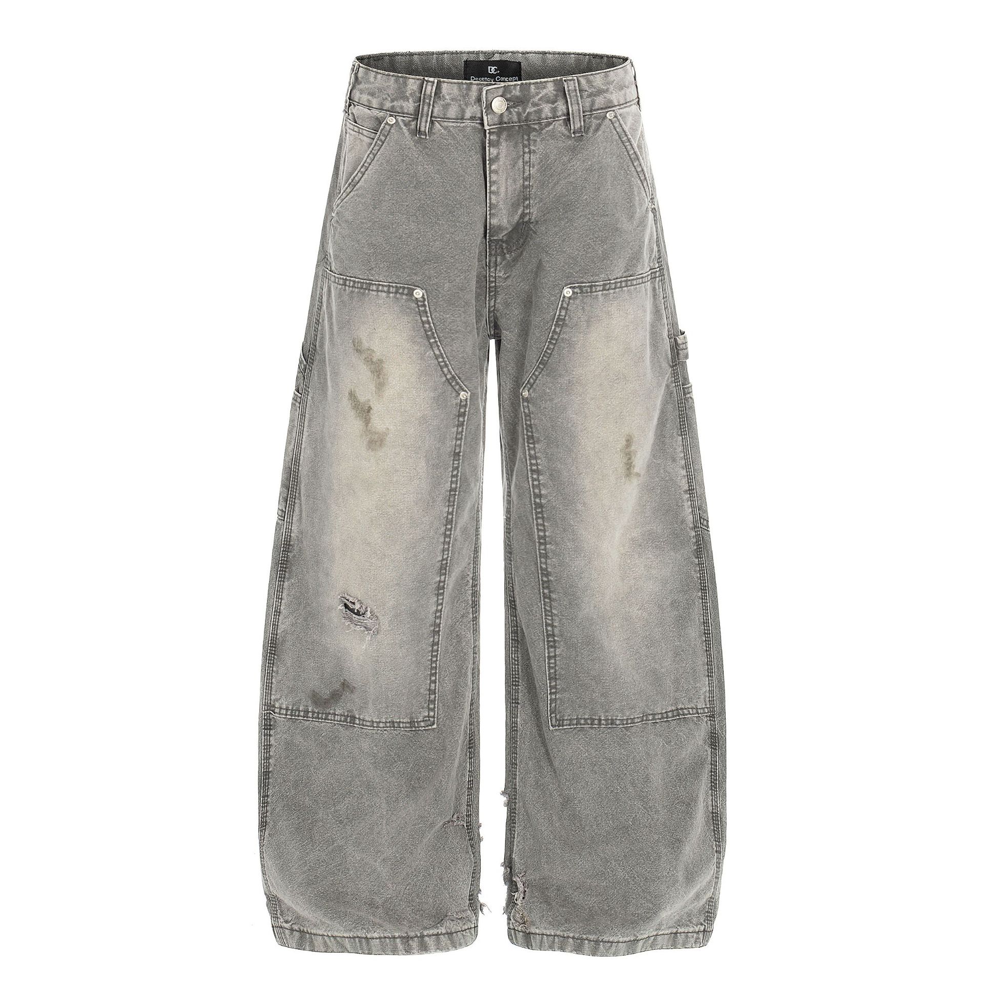 Unisex Oversized Jeans Im Vintage Look Grau Baumwolle_voghion.com