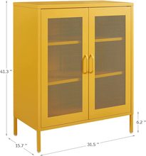 时尚金属餐具柜带2个铁网门厨房存储柜餐边柜书房书柜可来图定制