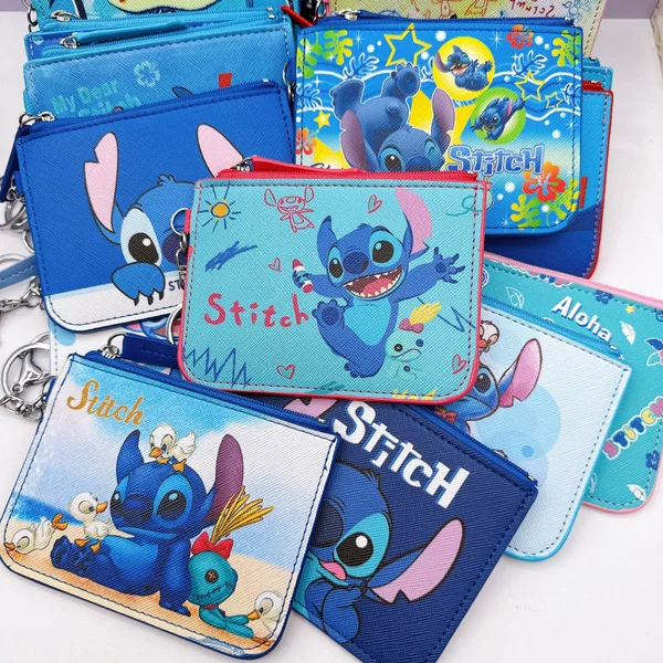 Lilo & Stitch Pu Card Holder Coin Purse with Keychain for Bus Card, Access Card, and Id Card