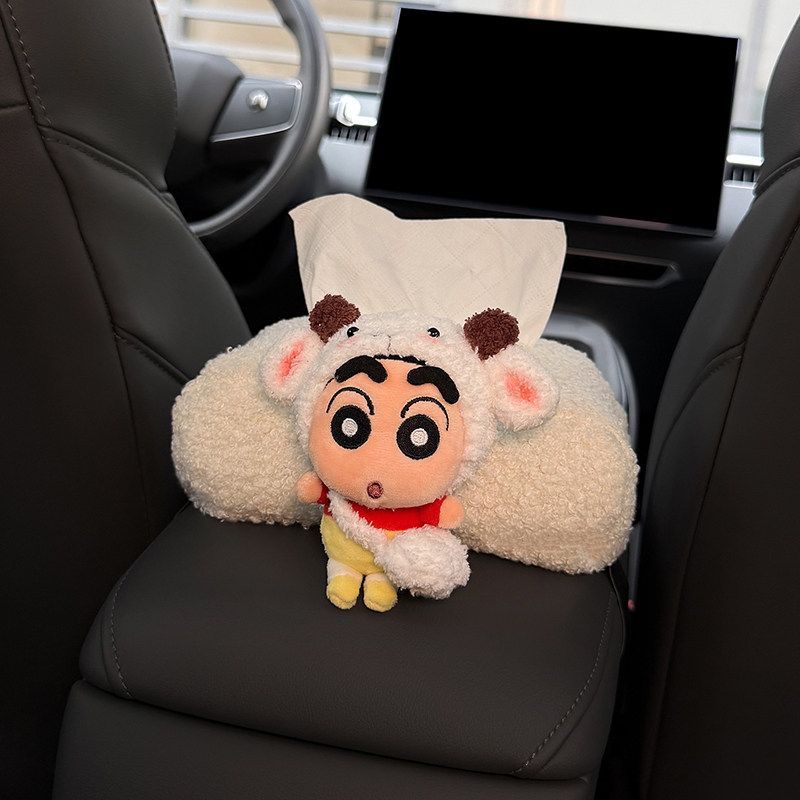Crayon Shin-chan car armrest tissue box, tissue bag for car interior, center console tissue box, cute for girls