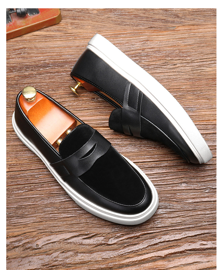 Mocassini con plateau Scarpe casual in pelle da uomo slip-on_voghion.com