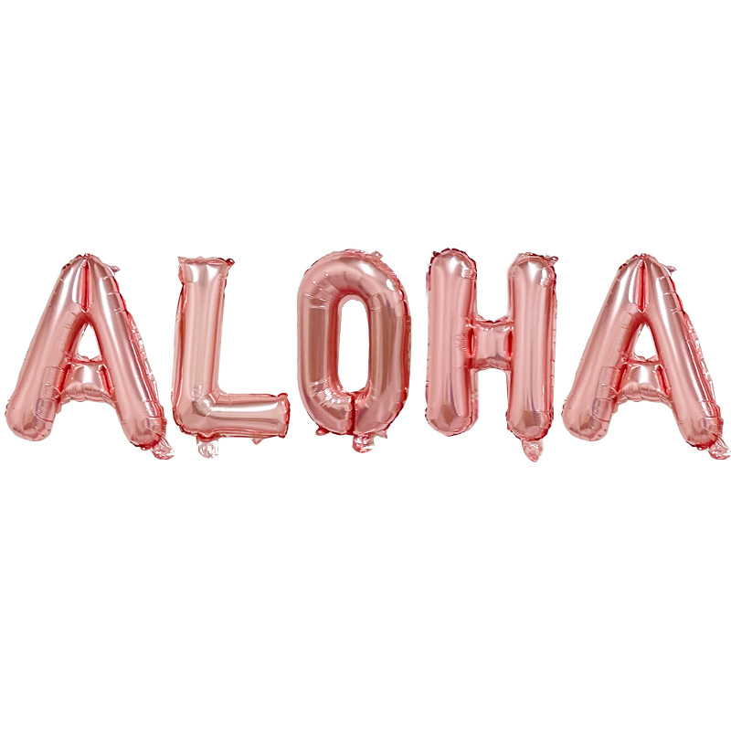 Globo de aluminio con diseño de cactus, cocotero y piña, empaquetado individualmente, para fiestas de verano en Hawái, ALOHA