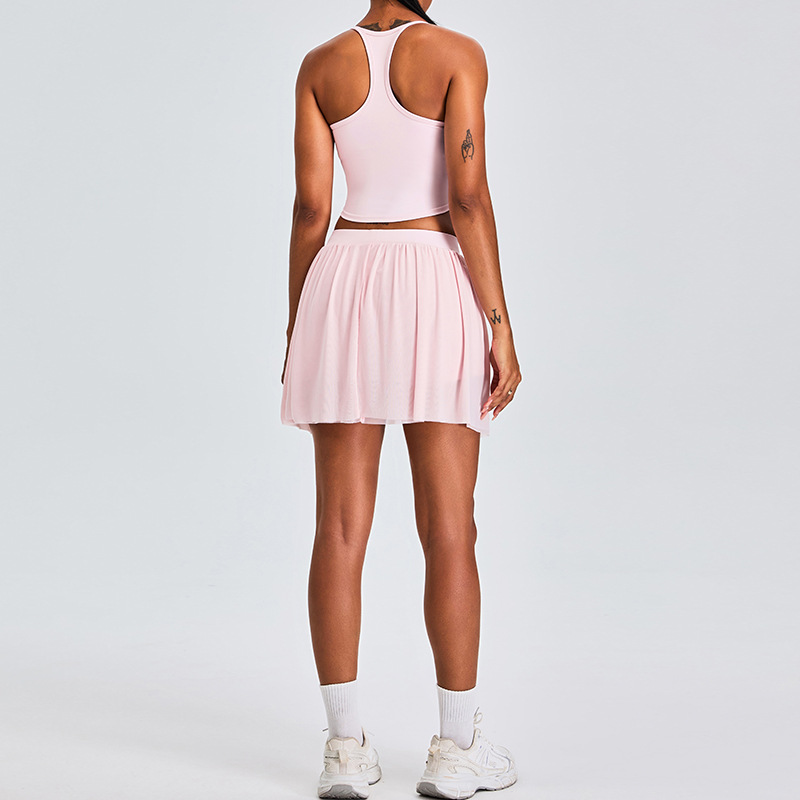 Chaleco de yoga transfronterizo para mujeres, ropa de abrigo corto, vestido de tenis anti-luz, ropa de ejercicio de secado rápido