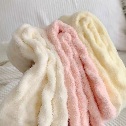 Warm plus velvet thickened imitation mink velvet mid-tube Autumn and winter socks for women candy color ins floor socks plush sleeping socks