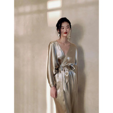 新中式晨袍婚礼敬酒服新娘洋装夏订婚礼服高端轻奢小众收腰长裙