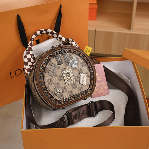  Winter New Live Broadcast Good Fashion Versatile Badge One-shoulder Crossbody Hand-carrying Small Round Bag Goddess Bag