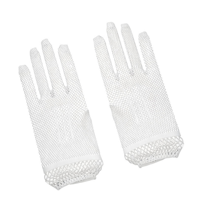 Guantes de malla con tres rayas para mujer, guantes de red sexys de encaje para discoteca, guantes para vestido de novia, guantes para actuaciones en escenario