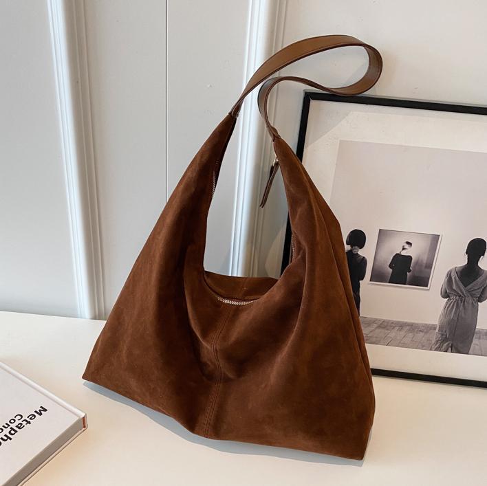 Bolso Tote de Gamuza de Cuero PU, Gran Capacidad, Cierre con Cremallera, para Viajes y Uso Casual
