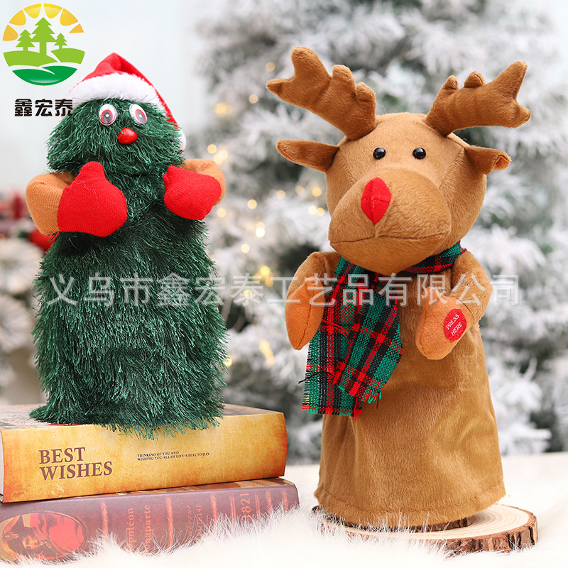 Electric cartoon rotating music Christmas doll