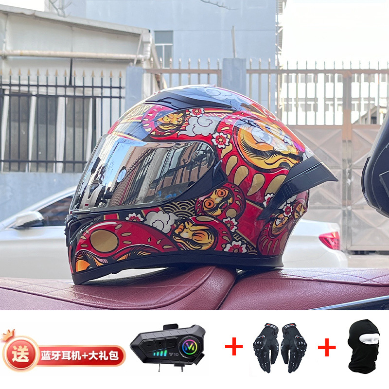 Casco de cola grande de motocicleta Jiekai Casco completo con auriculares Bluetooth Casco de conducción de motocicleta eléctrica de cuatro estaciones para hombre