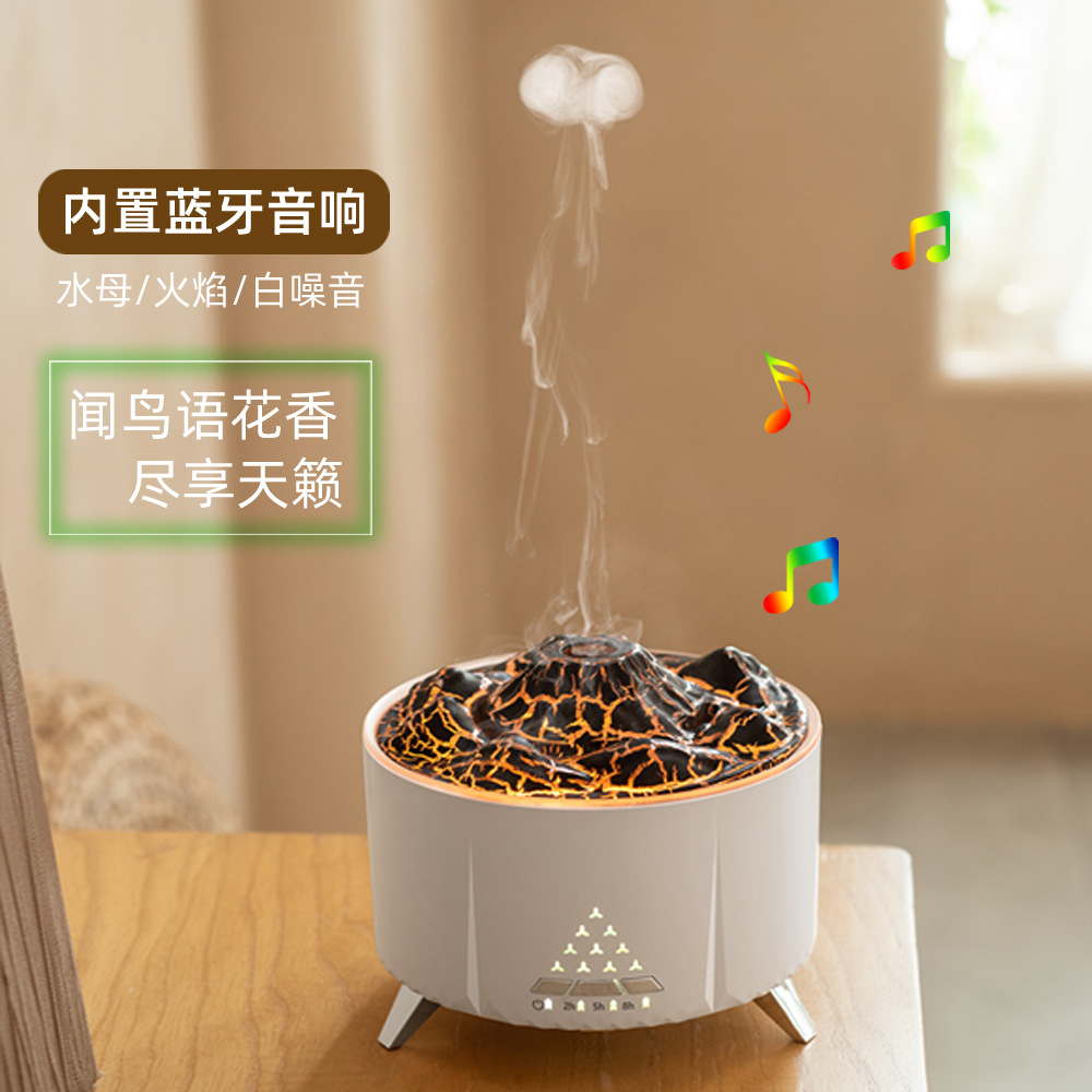 Nuevo ruido blanco volcán aromaterapia máquina humidificador hogar Bluetooth Altavoz de escritorio aceite esencial fragancia aire agua reabastecimiento instrumento