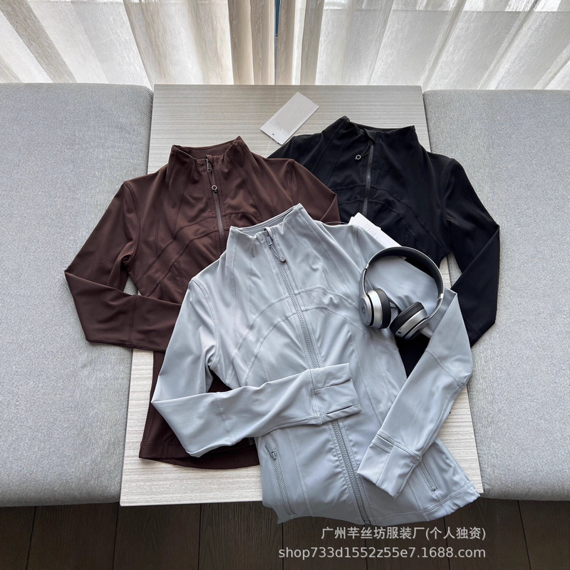 Lulu Same Style Define Stand Collar Jacket Women's Casual Fitness Sports Slim Yoga Wear Soft Nulu Fabric