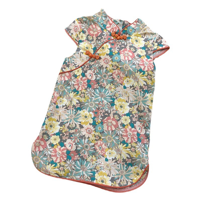 Летнее Новое Детское платье Чонсам в западном стиле для девочек в стиле ретро ханфу, Цветочное платье для девочек, детская юбка