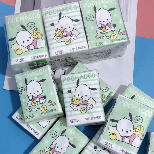 Printed Handkerchief Paper KT Cat Patch Dog Printed Tissue Student Portable Small Bag Facial Tissue Toilet Paper Napkin