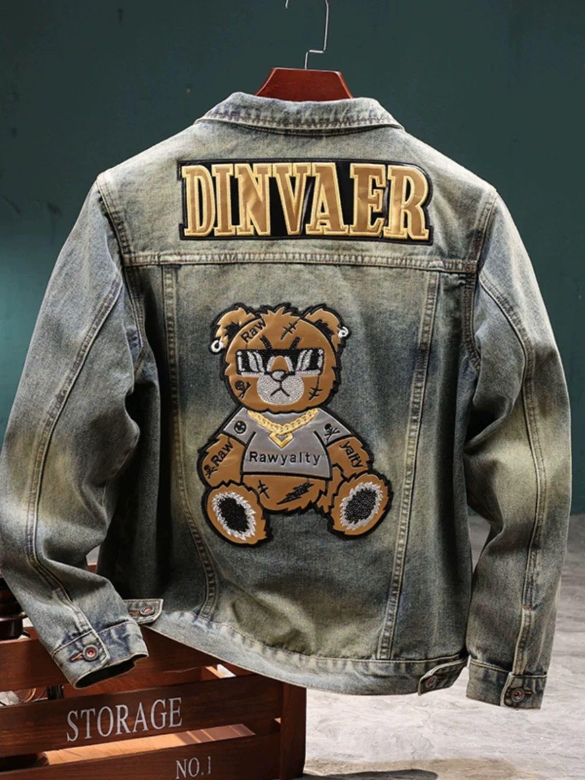 Men's Clothing Retro Denim Jacket Men's Trendy Lapel Jacket Tops Autumn And Winter New Style Handsome Loose Jacket Motorcycle Outerwear_voghion.com