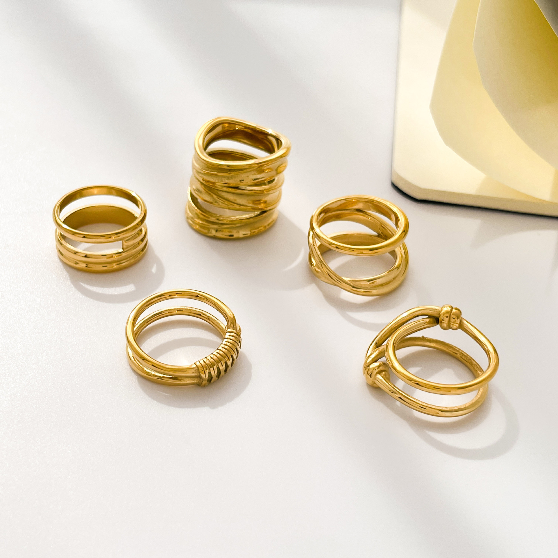 10g Weight Rings Classification Retro Geometric Titanium Steel Plating Rings