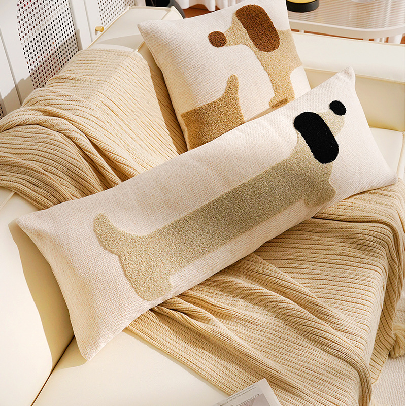 Cute de dibujos animados cachorro funda de almohada de tira larga habitación de los niños almohada larga con núcleo original simple cojín de sofá animal