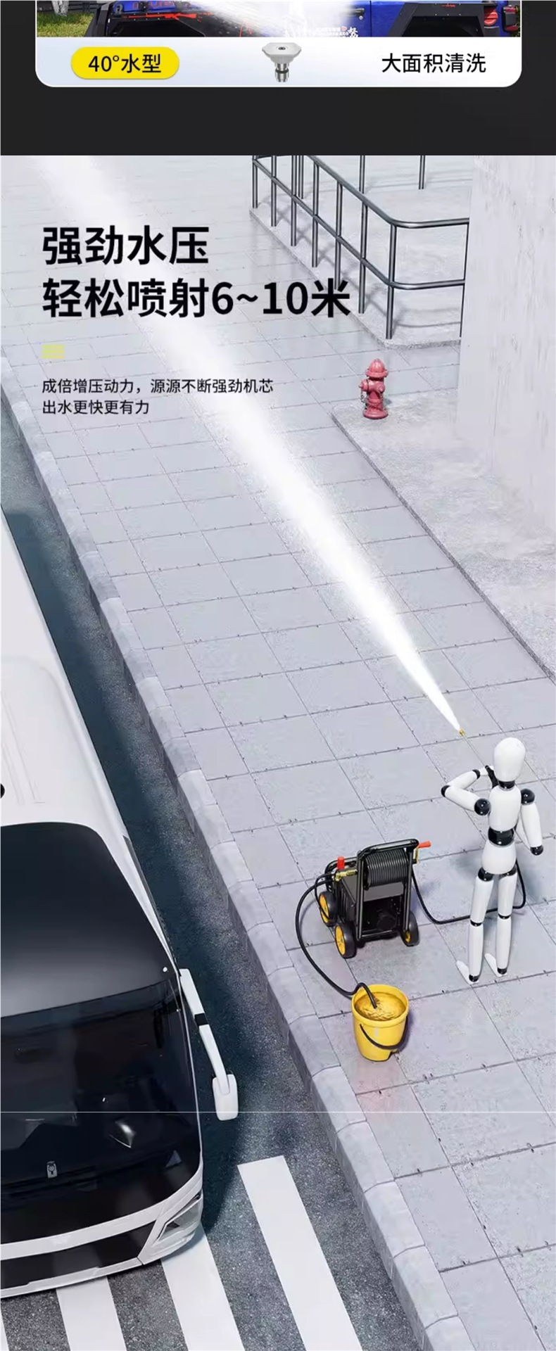 High-pressure car washer, Boher commercial high-power industrial water gun and water pump for farms and car wash shops