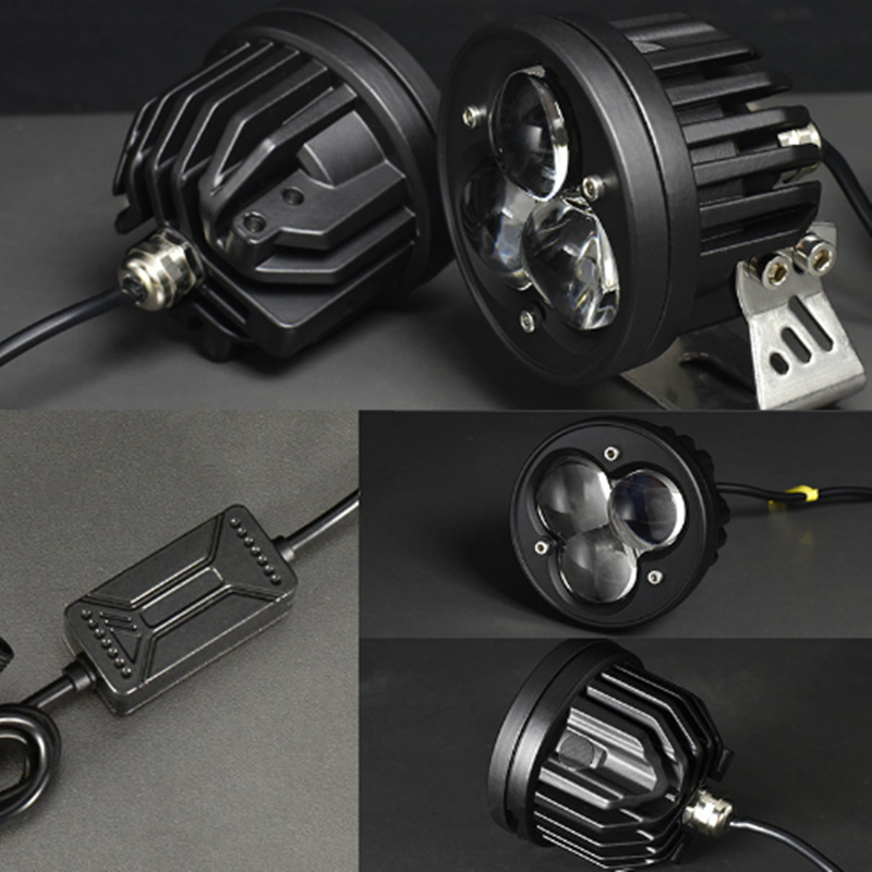 Nuevo U15 tres lentes de motor LED exterior faro de motocicleta auto modificado de dos colores LED foco