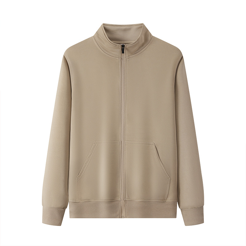 Primavera y otoño cremallera cardigan camisa de manga larga camisa cultural chaqueta de trabajo chaqueta de cuello suéter logo personalizado ropa de trabajo