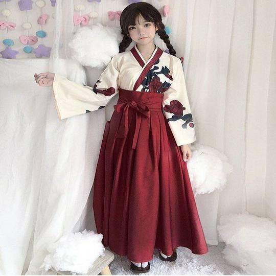 Hanfu Women's Collar Skirt Student's Ancient Costume Long Fairy Daily Costume Wide Sleeve Chinese Style Kimono