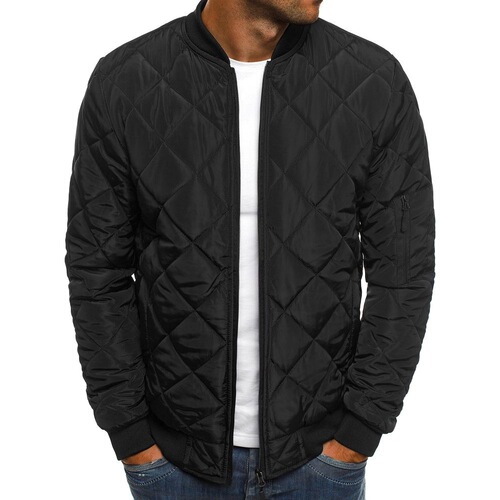 Winter Warmth Outerwear Men's Jacket Cotton Padded Plaid Stitch Added Thicker Stand Collar Cotton Coat for Export EU Size