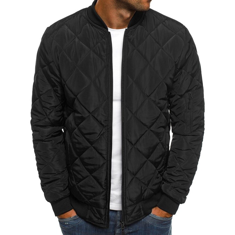 Winter Warm Jacket Foreign Trade European Size Men's Jacket Cotton Quilted Stitching Thickened Stand Collar Cotton Coat