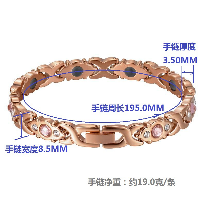 Pulsera de Acero Inoxidable con Circonita CNC en Forma de X, Color Oro Rosa, Joyería de Acero Titanio, Accesorios Japoneses y Coreanos de Amazon, Magnética Negra, Gris Germanio