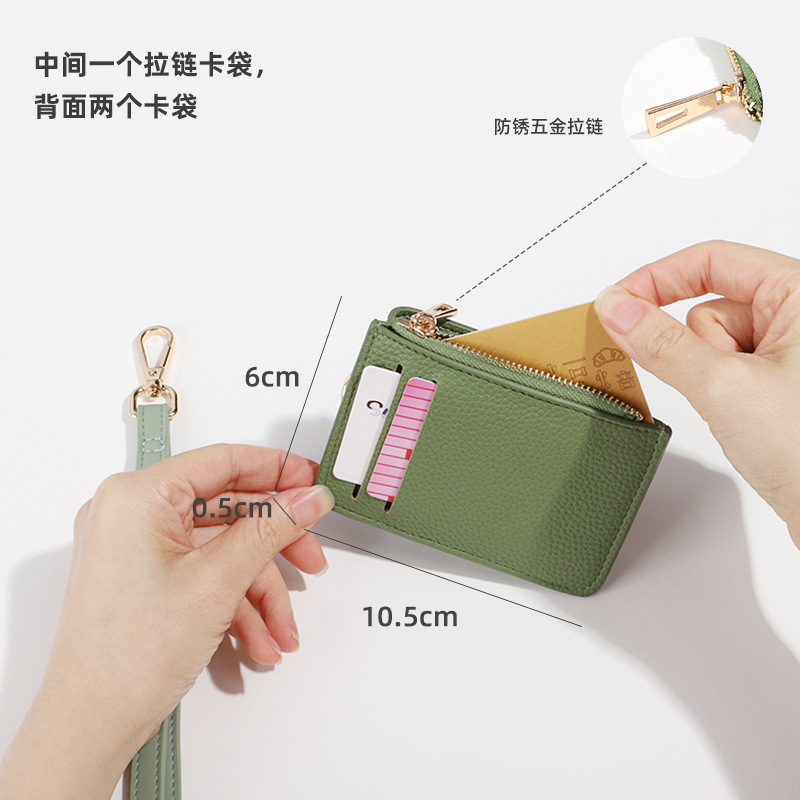 Tarjetero 2024 con un toque de alta gama, monedero pequeño informal tipo bandolera, bolsa vintage para guardar llaves, mini cartera para colgar al cuello para mujer.