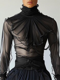 Q 83518 Silk See Through Tie Neck Shirt ��zϵ���r�� �羳��