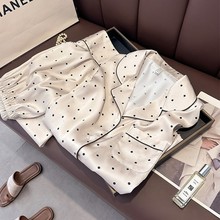 桑蚕丝波点睡衣女春秋夏四季薄款长袖长裤家居服新款真丝居家服