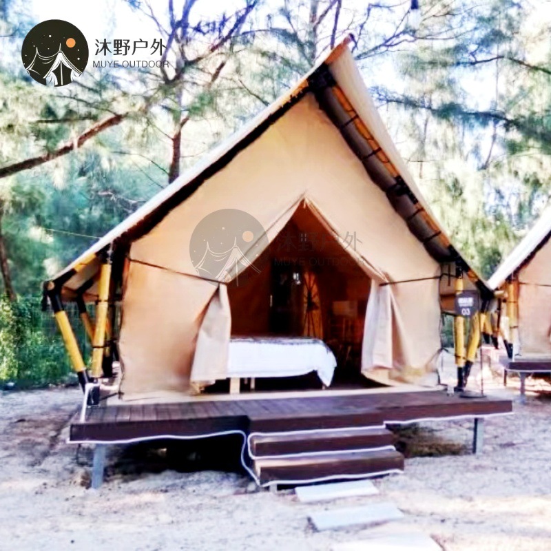 Muye campamento grande al aire libre tienda de campaña de doble capa hotel tienda de campaña de lujo salvaje tienda de hotel pequeña tienda de campaña de campamento de lujo salvaje