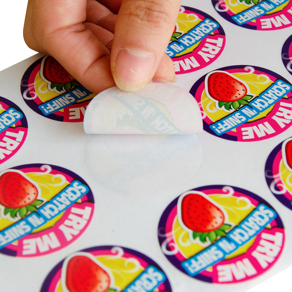 制作出口刮刮香味贴纸 铜板不干胶香味贴纸 刮擦香水型香味贴纸