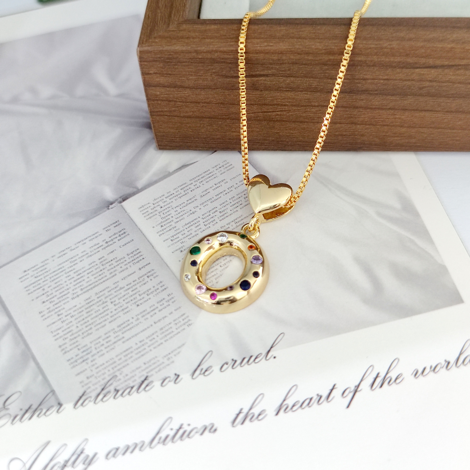 12g Weight Copper Pendant Material Zircon Inlay Material Pendant Necklace Classification Copper Chain Material 1 Piece Quantity Holiday, Daily Occasion Copper Material Letter, Heart Shape Pattern Women's Gender Inlay Design Simple Style Style Copper Inlay Letter Heart Shape Zircon Pendant Necklace 18