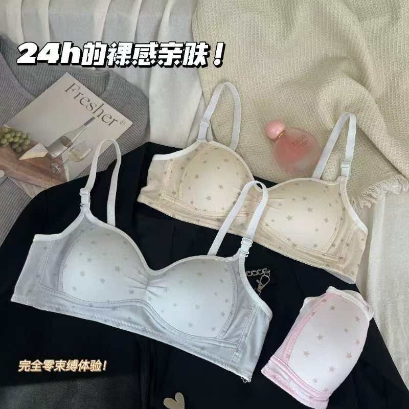 星星雨无钢圈甜美透气内衣女学生舒适小胸聚拢可爱防下垂文胸罩|undefined
