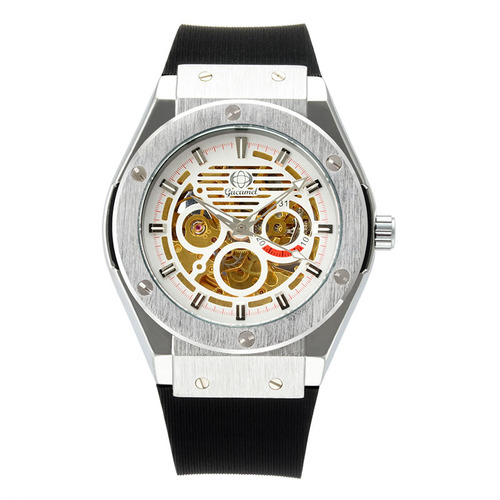 Gutuo  new men's mechanical watch trendy business automatic mechanical watch silicone band hollow men's watch wholesale