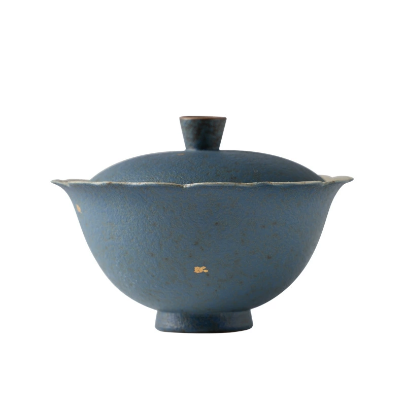 宜室茶话 Ceramic blue tea cup, hand painting