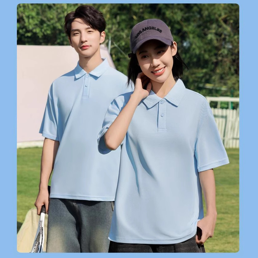 Cross-Border Basic Simple Solid Color Polo Shirt Trendy Japanese Style Simple Loose Casual Short-Sleeve Polyester-Cotton Blend 220g