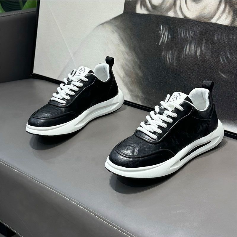 Nuevos zapatos casuales de hombre simple pu lazos de fondo grueso zapatos de skate coreanos suministro transfronterizo cómodo zapatos de hombre transpirables