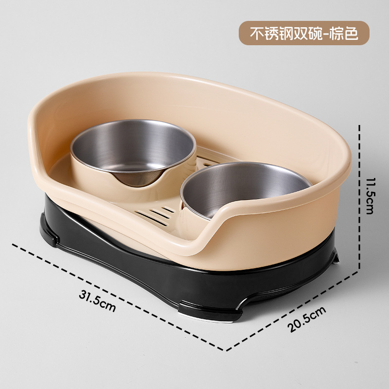 Nuevo cuenco transfronterizo para perros para mascotas Tazón doble de acero inoxidable antideslizante Tazón para gatos de doble uso Tazón para gatos desmontable para perros anti-volcado